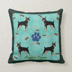 Cartoon Miniature Pinscher Throw Pillow