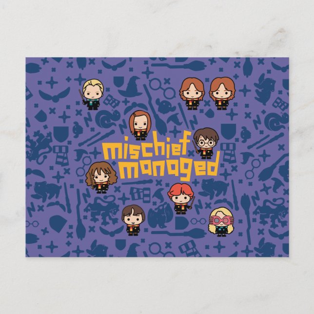Cartoon "MISCHIEF MANAGED™" Graphic Postcard (Front)
