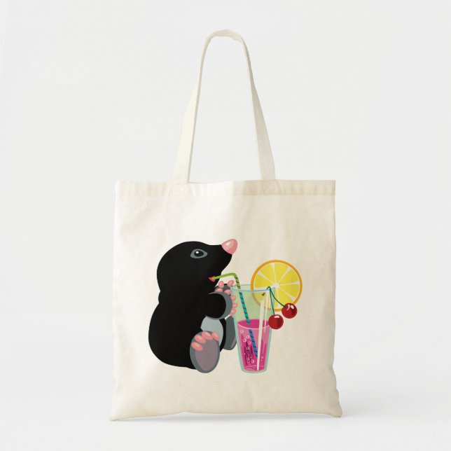 cartoon mole drinking cocktail tote bag (Front)