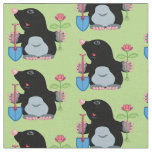 cartoon mole gardener fabric