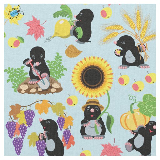 cartoon mole gardening fabric