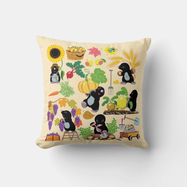 cartoon mole throw pillow (Front)