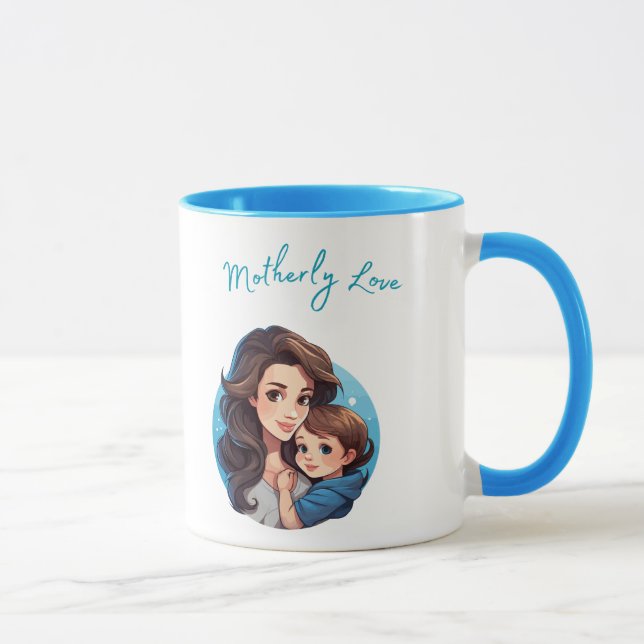 Cartoon mom and daughter-motherly love mug (Right)