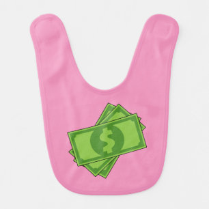 Cartoon Money Dollar Bills Baby Bib