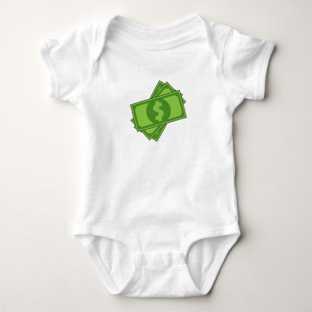 Cartoon Money Dollar Bills Baby Bodysuit (Front)