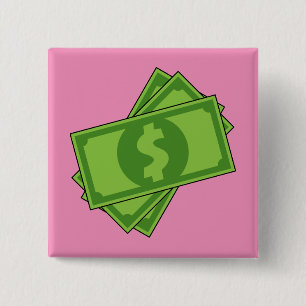 Cartoon Money Dollar Bills Button