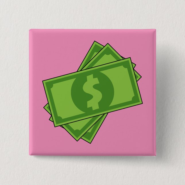 Cartoon Money Dollar Bills Button (Front)