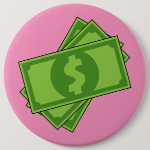 Cartoon Money Dollar Bills Button
