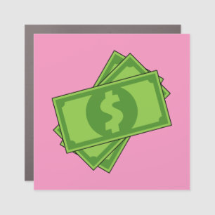 Cartoon Money Dollar Bills Car Magnet