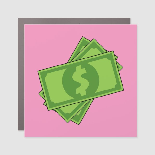Cartoon Money Dollar Bills Car Magnet (Front)