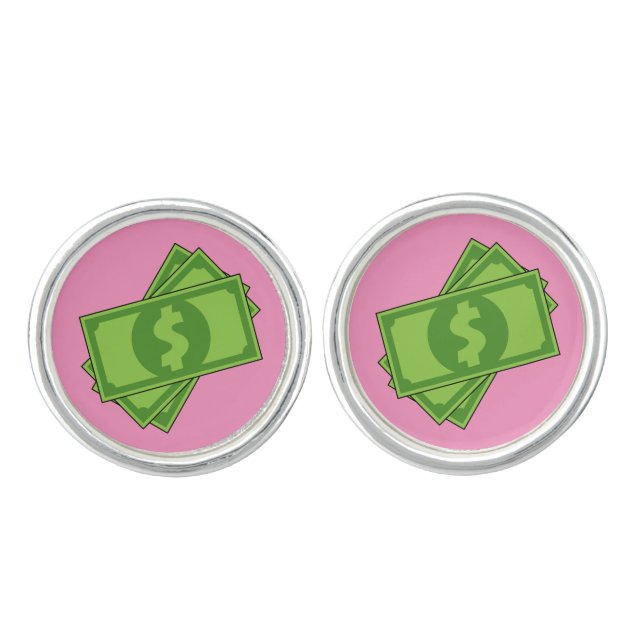 Cartoon Money Dollar Bills Cufflinks (Front)