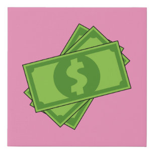 Cartoon Money Dollar Bills Faux Canvas Print