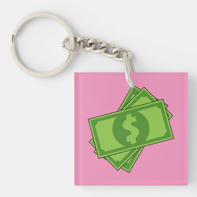 Cartoon Money Dollar Bills Keychain (Front)