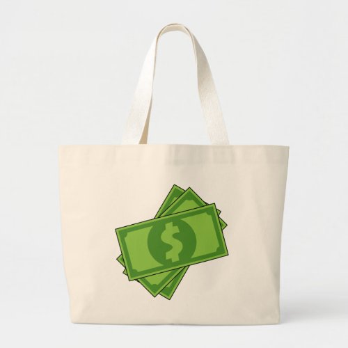 Cartoon Money Dollar Bills Large Tote Bag