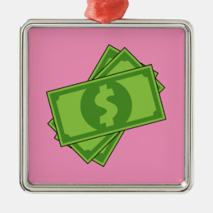 Cartoon Money Dollar Bills Metal Ornament