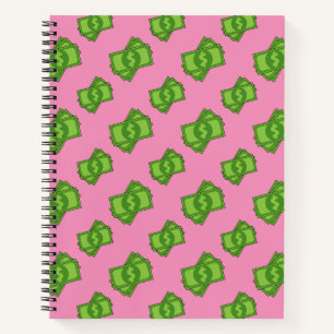 Cartoon Money Dollar Bills Notebook