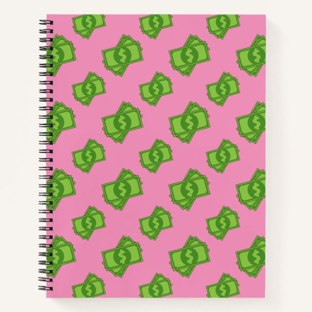 Cartoon Money Dollar Bills Notebook (Front)