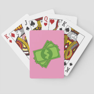 Cartoon Money Dollar Bills Poker Cards
