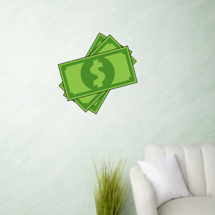 Cartoon Money Dollar Bills Square Wall Decal