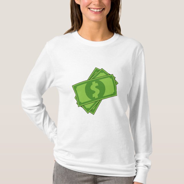 Cartoon Money Dollar Bills T-Shirt (Front)