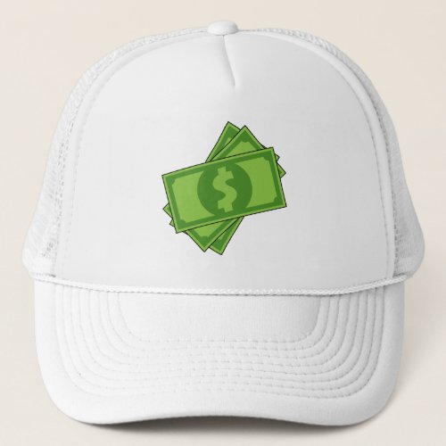 Cartoon Money Dollar Bills Trucker Hat