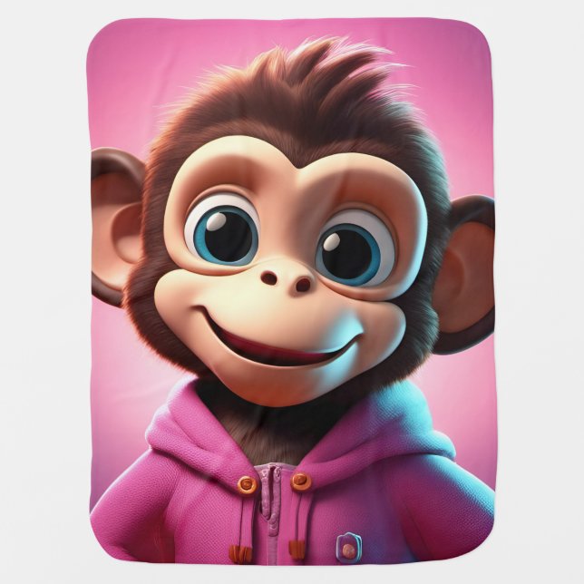 Cartoon Monkey Baby Blanket (Front)