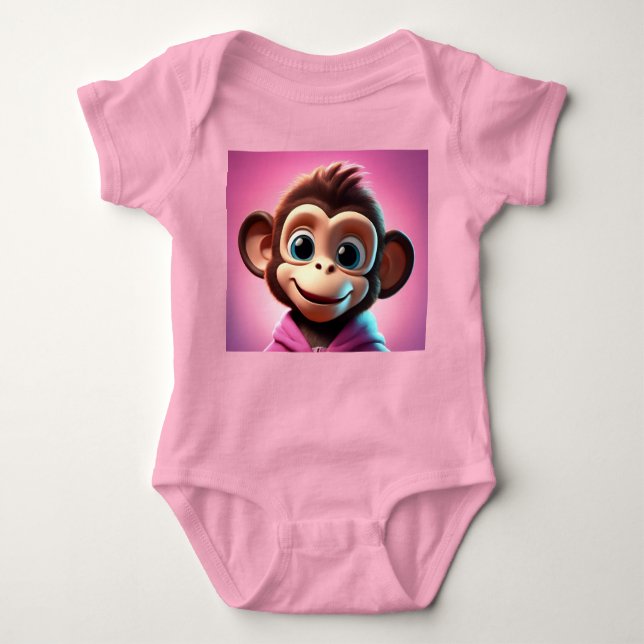 Cartoon Monkey Baby Bodysuit (Front)