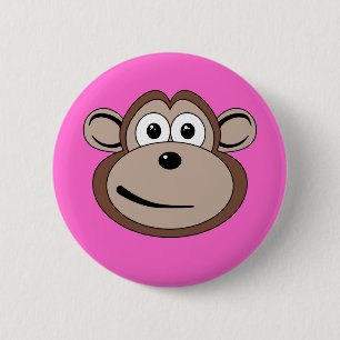 Cartoon Monkey Face Button