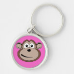 Cartoon Monkey Face Keychain at Zazzle