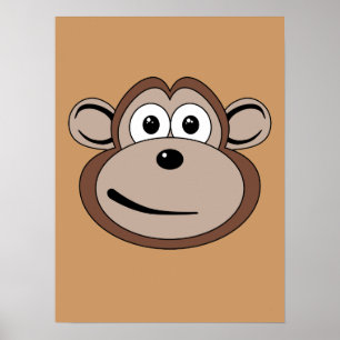 Cartoon Monkey Face Poster