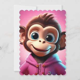 Cartoon Monkey Flat Note Cards
