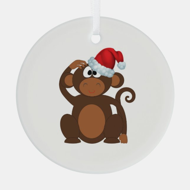 Cartoon Monkey Glass Ornament (Back)