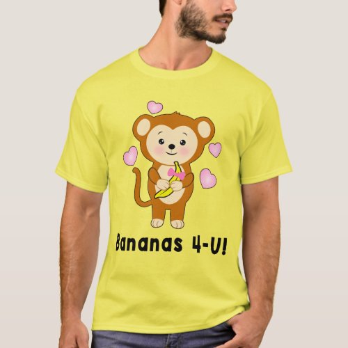 Cartoon Monkey Holding a Banana T_Shirt