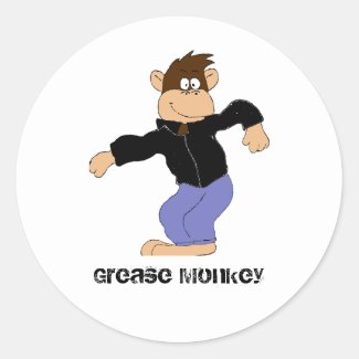 Cartoon Monkey In Leather Jacket Classic Round Sti Classic Round Sticker