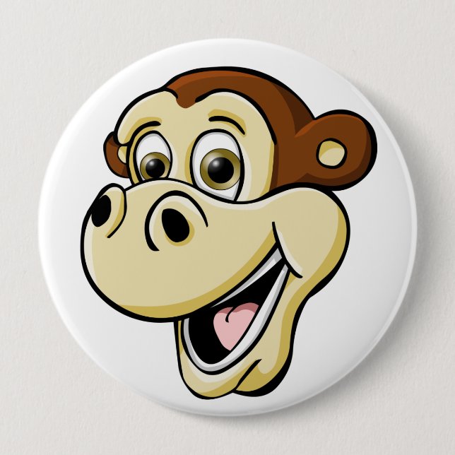 Cartoon Monkey Pinback Button (Front)
