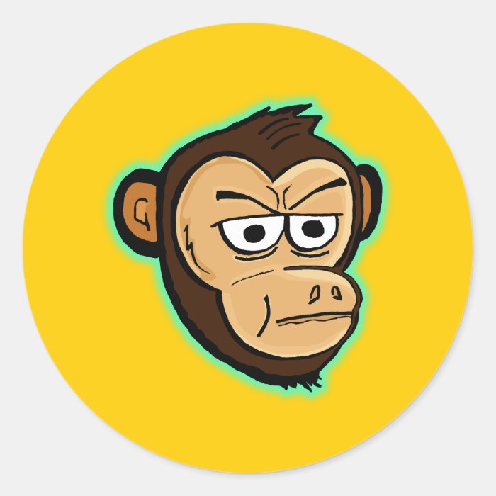 Cartoon Monkey Round Stickers