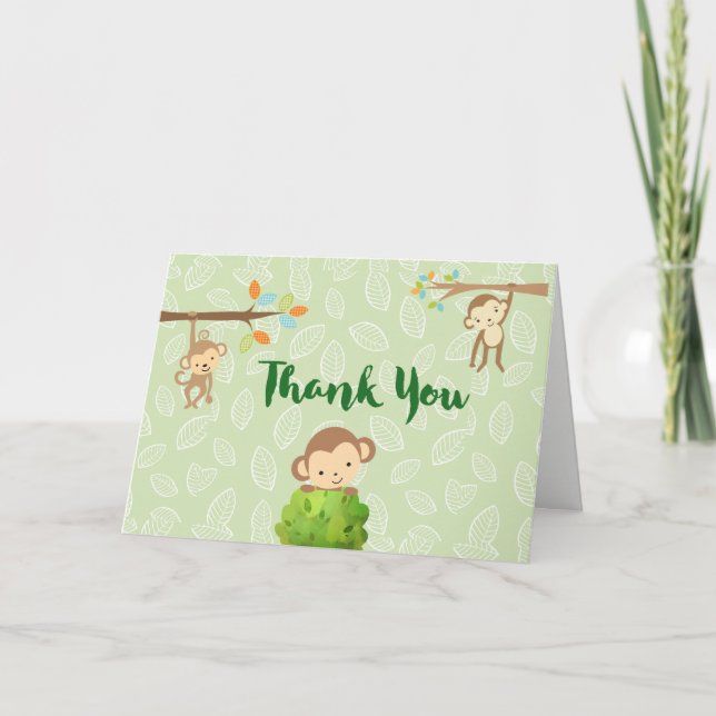 Cartoon Monkeys -  Playful and Cute Thank You Card (Front)