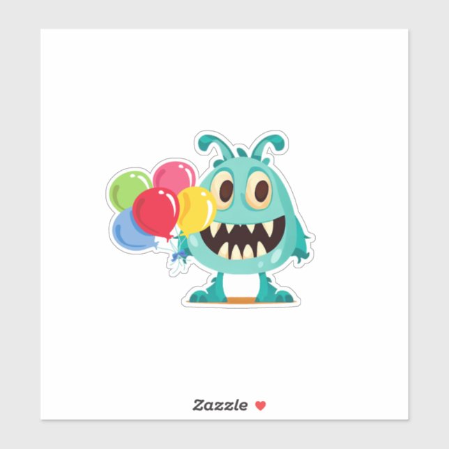 Cartoon monster/alien balloon sticker (Sheet)