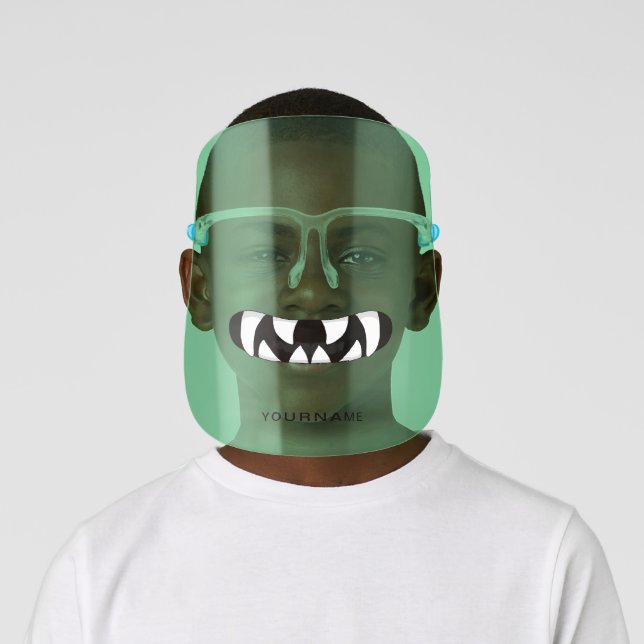 Cartoon Monster Mouth | Green Face Shield (Insitu)