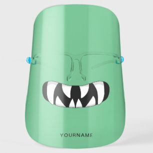 Cartoon Monster Mouth Green Face Shield
