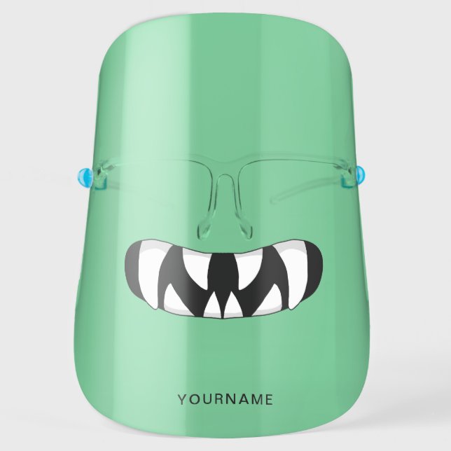 Cartoon Monster Mouth | Green Face Shield (Front)