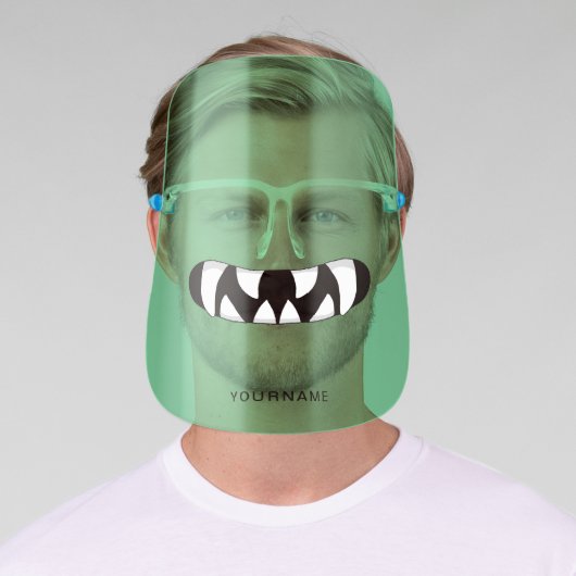 Cartoon Monster Mouth | Green Face Shield (Insitu)