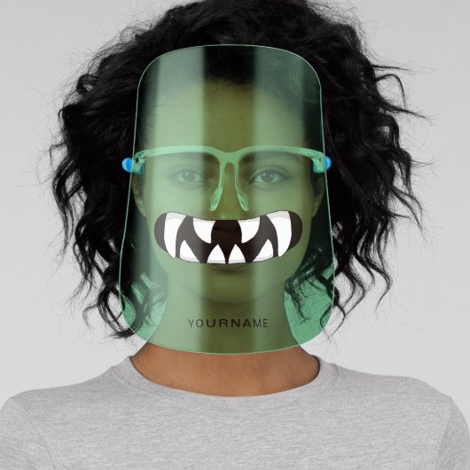 Cartoon Monster Mouth | Green Face Shield (Insitu)