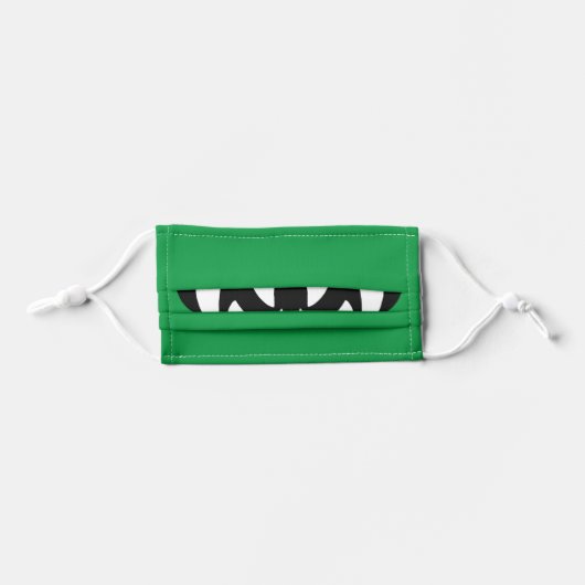 Cartoon Monster Mouth | Green Kids' Cloth Face Mask (Front, Folded)