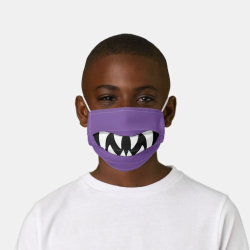 Cartoon Monster Mouth  Purple Kids Cloth Face Mask