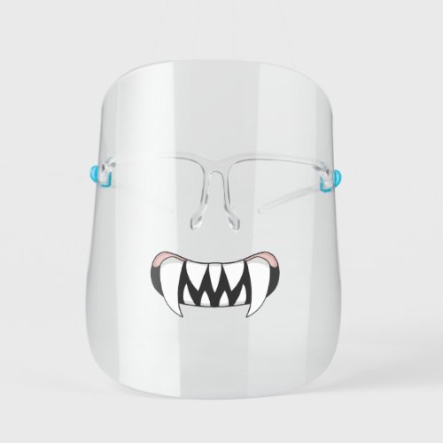Cartoon Monster Teeth Mouth Kids Face Shield