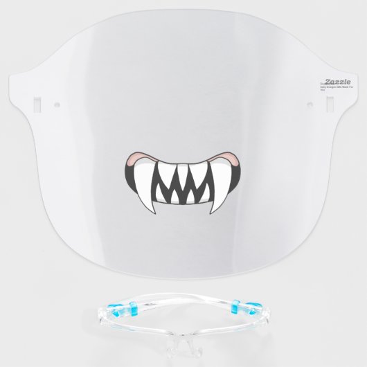 Cartoon Monster Teeth Mouth Face Shield (Front w/Glasses)