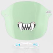 Cartoon Monster Teeth Mouth Green Face Shield (Front w/Glasses)