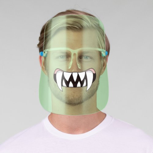 Cartoon Monster Teeth Mouth Green Face Shield