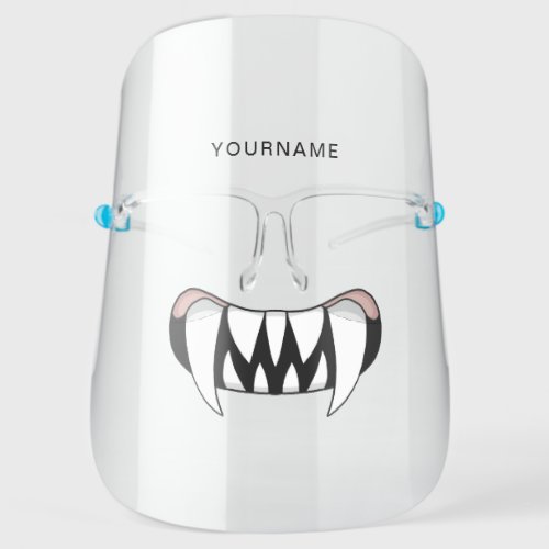 Cartoon Monster Teeth Mouth Personalized Face Shield